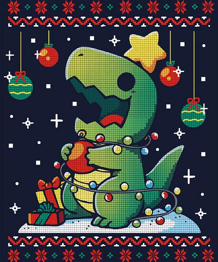 Qwertee: T-Rex Christmas Tree
