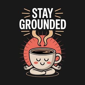Graphic for Stay Grounded Funny Coffee Meditation Pun Lotus Pose Yoga