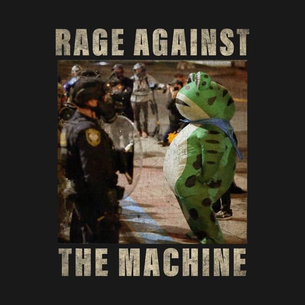 TeePublic: Vintage Portland-Frog Protest Rage Against Machine