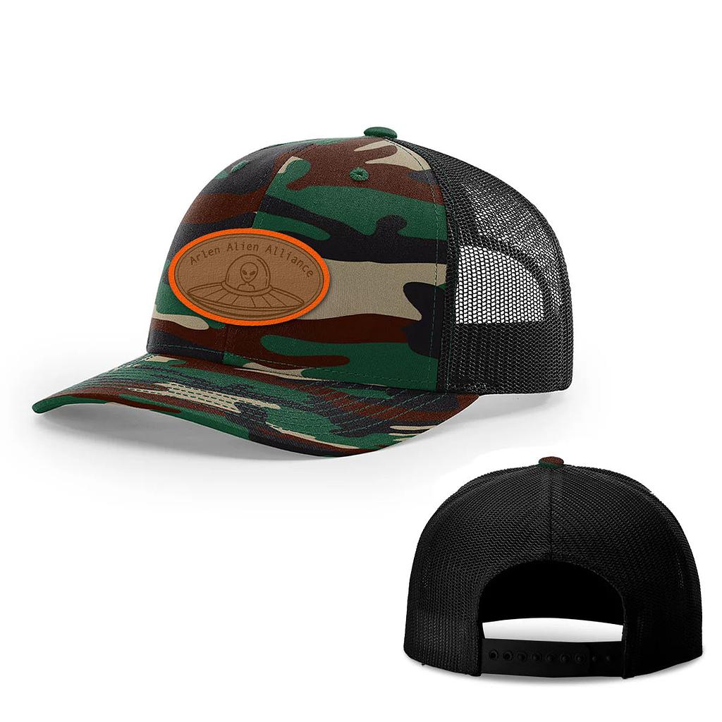 BustedTees: Arlen Alien Alliance Leather Patch Camo Hats