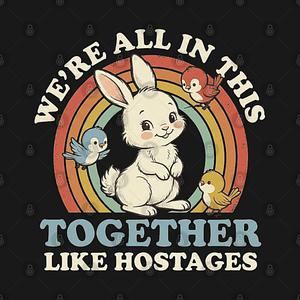 Graphic for Dark Humor Hostage Rainbow Sarcastic Rabbit Bird Cynical Slogan