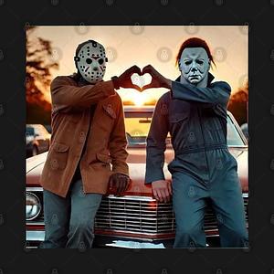 Graphic for Michael and Jason Heart Hands Tshirts Funny Halloween M4112