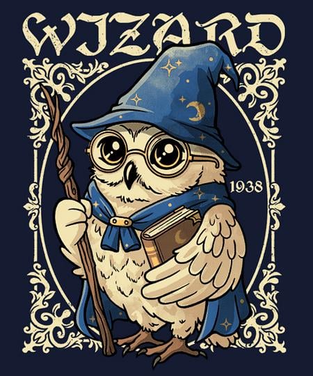 Qwertee: Owl wizard Merlin