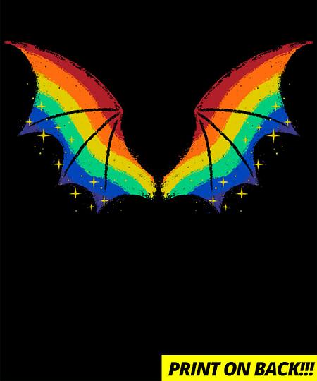 Qwertee: Rainbow Pride Bat Wings