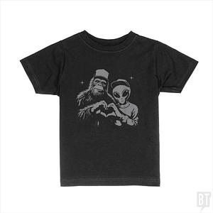 Graphic for Bigfoot And Alien Kids Shirt