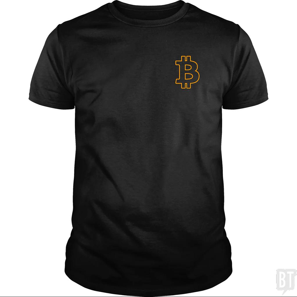 BustedTees: Bitcoin Logo Outline Left Chest