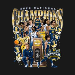 Graphic for Michigan Wolverines 2026 National Champions Basketball – Championship Team Graphic