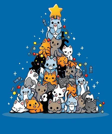 Qwertee: Christmas Kittens Tree