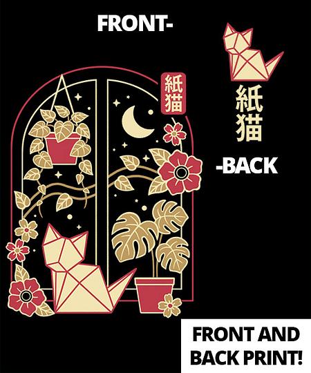 Qwertee: Origami cat at window