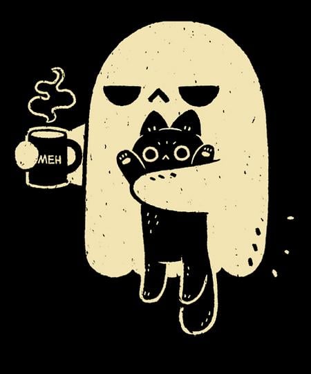 Qwertee: Cute Ghost Holding Cat