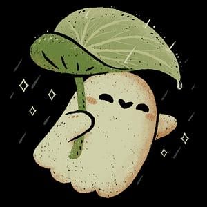 Graphic for Cute Ghost with Leaf Umbrella