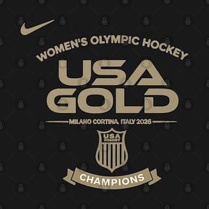 Graphic for USA Gold Women's Ice Hockey 2026 Champion Design