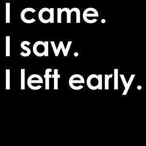 Graphic for I came I saw I left early