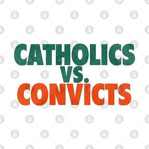 Graphic for Catholics Vs. Convicts Retro Distressed Style 1988 Football Game