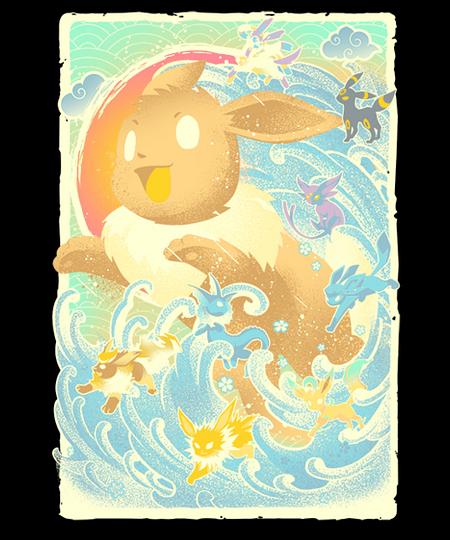 Qwertee: Great Wave Eeveelutions