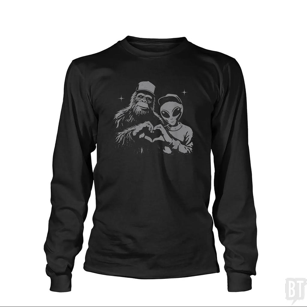 BustedTees: Bigfoot And Alien Long Sleeve