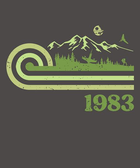 Qwertee: Retro Vintage Forest Moon