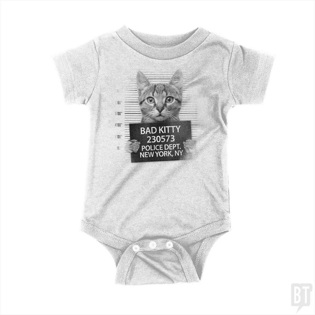 BustedTees: Funny Cute Bad Kitty Cat Baby One-Piece