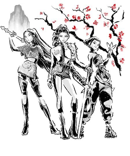 Qwertee: Huntrix Sumi-E