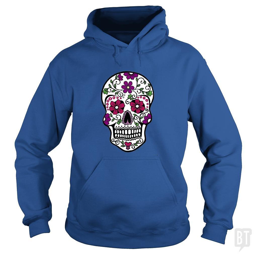 BustedTees: Day of the Dead Skull Hoodie