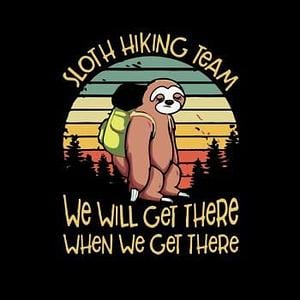 Graphic for Funny Sloth Hiking Team T Shirt We Will Get There Hoodie