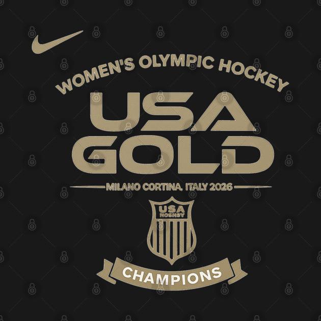 TeePublic: USA Gold Women's Ice Hockey 2026 Champion Design
