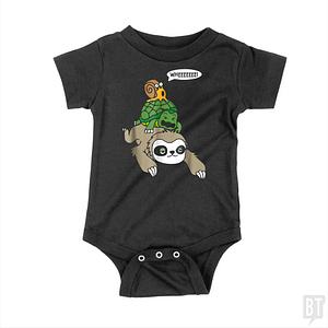Graphic for Funny Snail Ridding Turtle Ridding Sloth Baby One-Piece