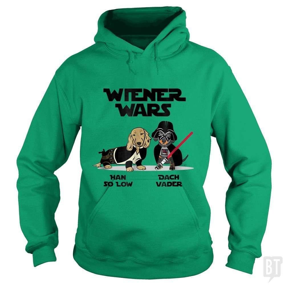 BustedTees: Wiener Wars Funny Dachshund Hoodie