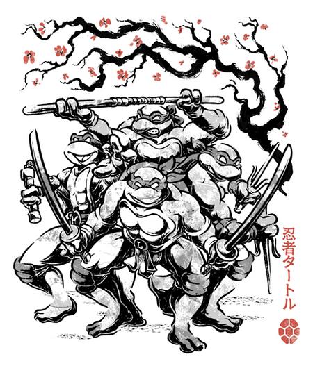 Qwertee: Classic Ninja Squad Sumi-E