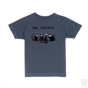 Graphic for Funny Cat Ew, People Kids Shirt