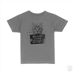 Graphic for Funny Cute Bad Kitty Cat Kids Shirt