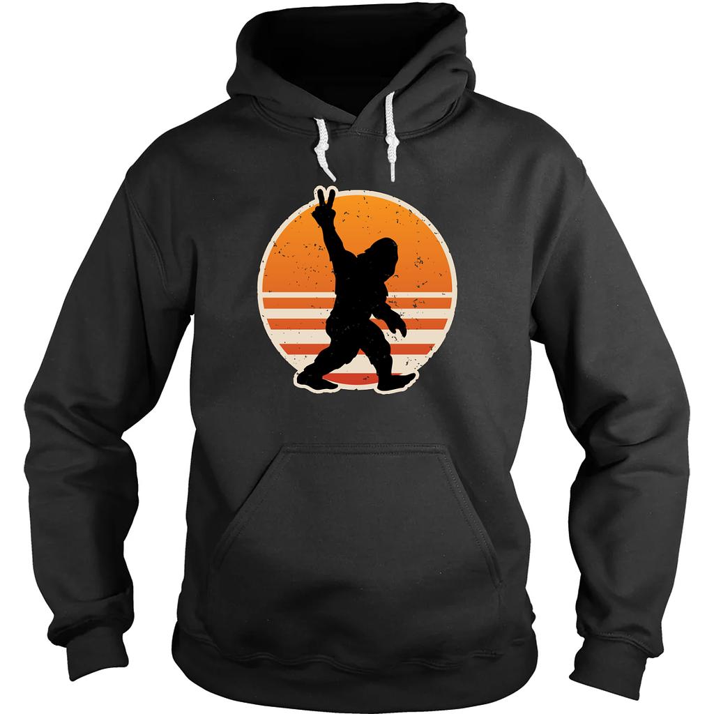 BustedTees: Retro Bigfoot Peace Hoodie
