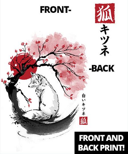 Qwertee: White Kitsune sumi-e