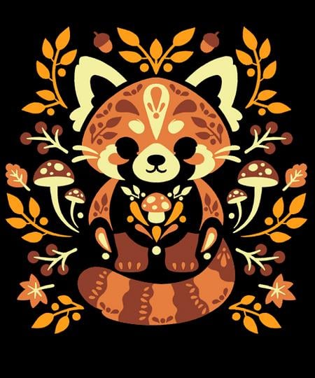 Qwertee: folk red panda autumn
