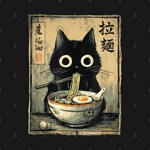 Graphic for Kawaii Ramen Cat Retro Japanese Noodles Artwork