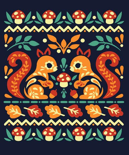 Qwertee: Folk squirrel autumn sweater