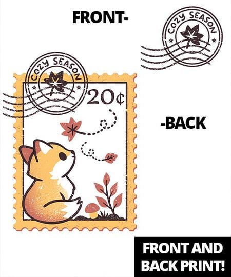 Qwertee: Fox fall postage stamp