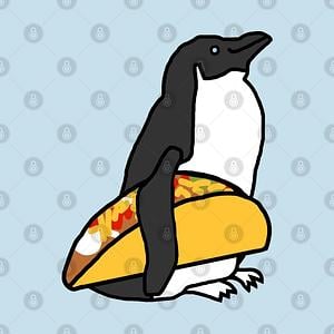 Graphic for Animals with Food Cute Penguin with Funny Taco