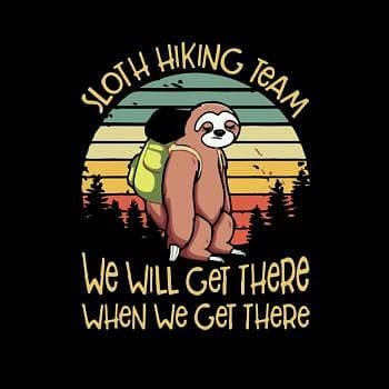 BustedTees: Funny Sloth Hiking Team T Shirt We Will Get There Hoodie
