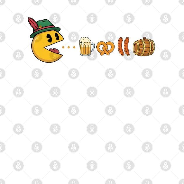 TeePublic: Funny Oktoberfest Pacman Emoji Beer Pretzel Sausage Design