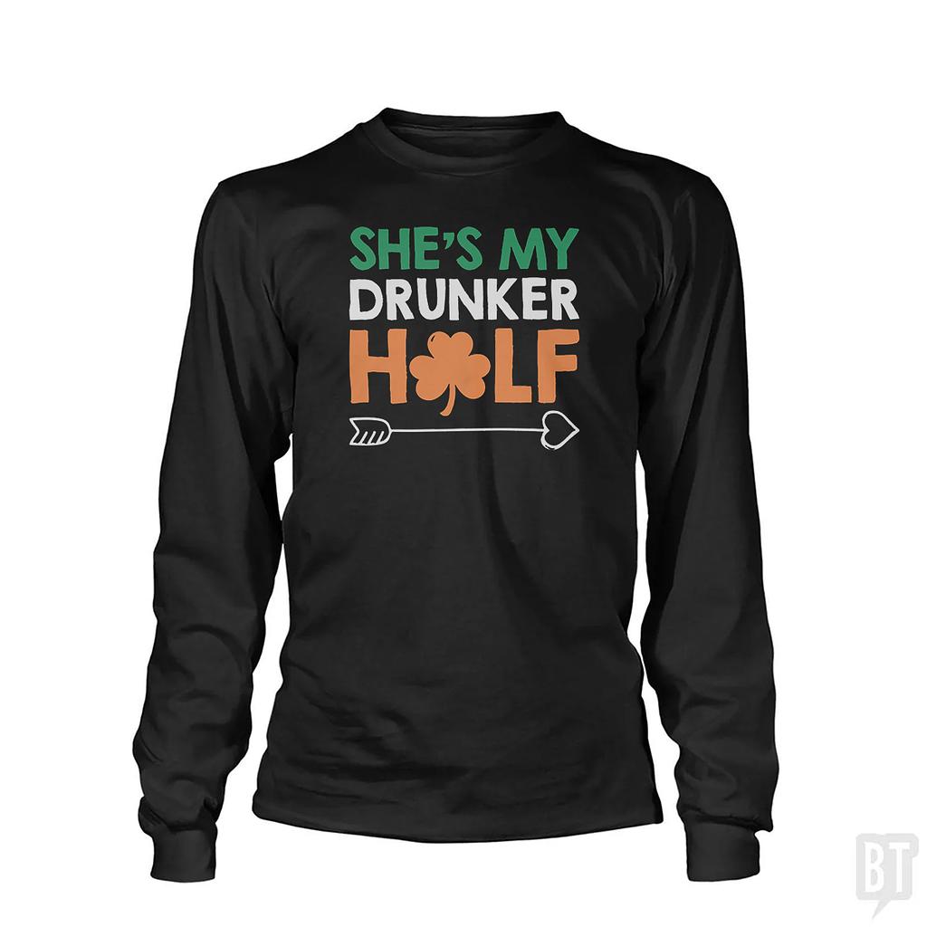 BustedTees: She's My Drunker Half Long Sleeve