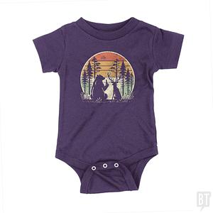 Graphic for Bear And Deer Share A Beer Baby One-Piece