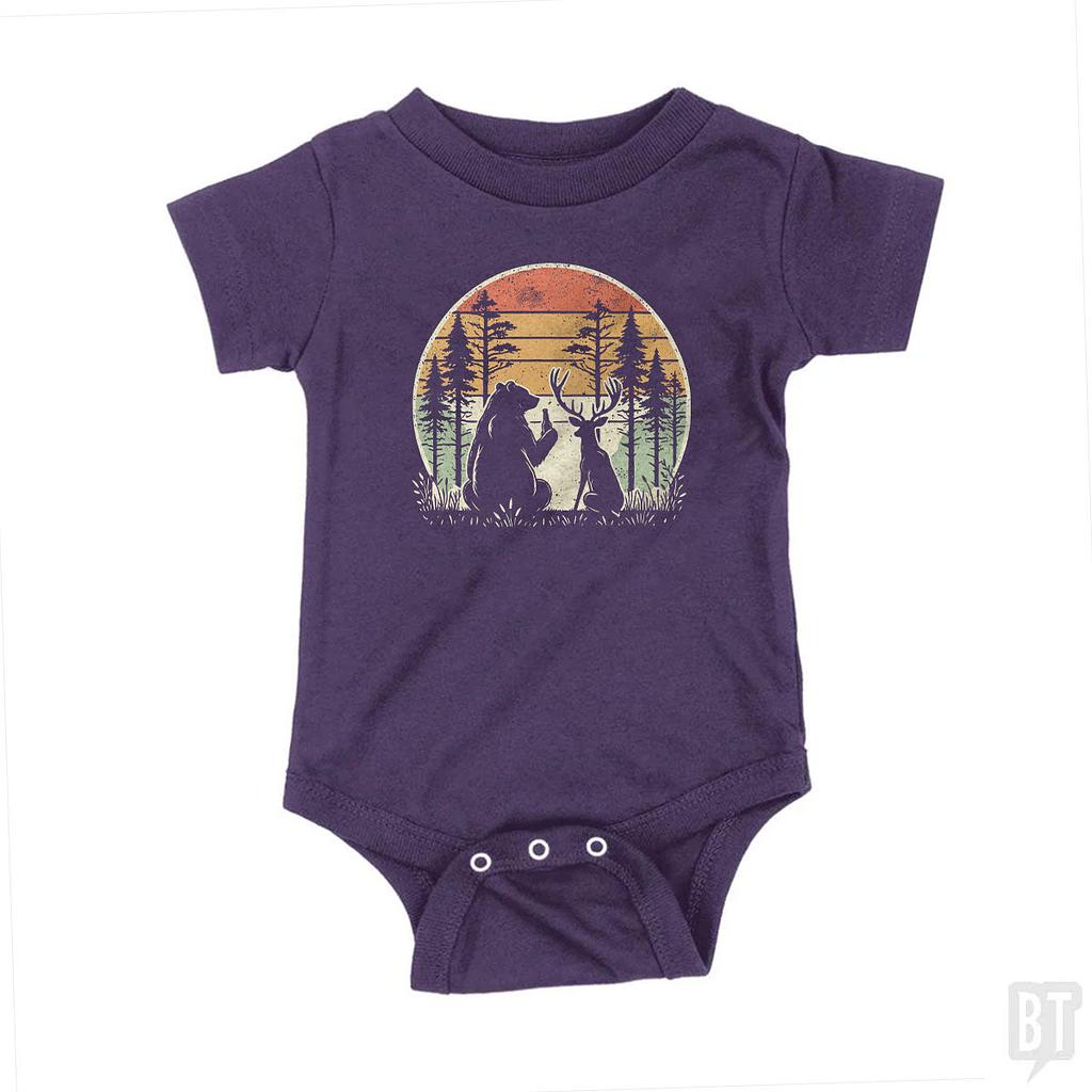 BustedTees: Bear And Deer Share A Beer Baby One-Piece
