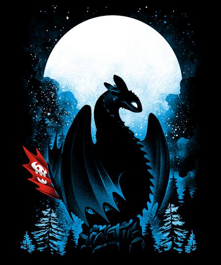 Qwertee: Dragon in the Moonlight