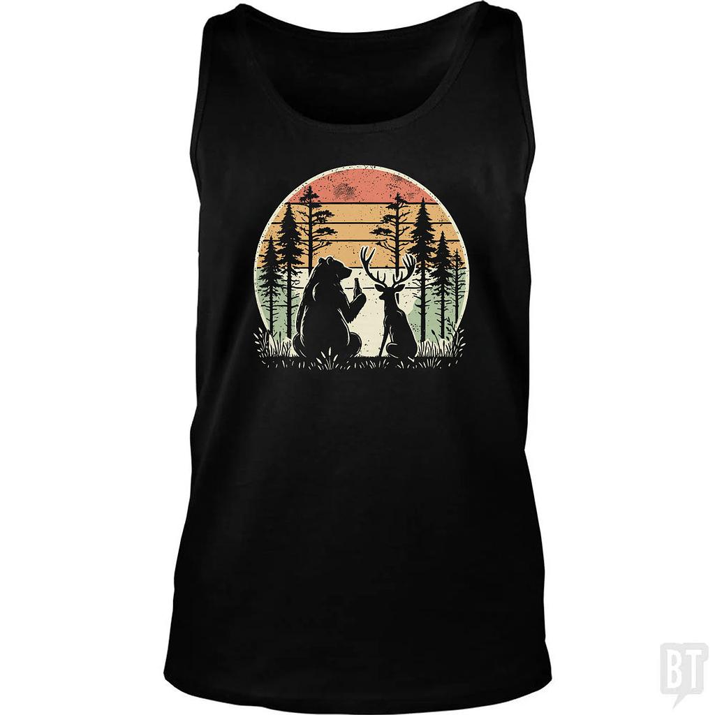 BustedTees: Bear And Deer Share A Beer Tank Top