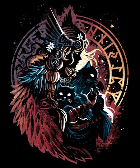 Qwertee: Freyja the Goddess of Love and Cats