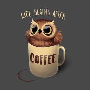 Graphic for Night Owl - Fluffy Cute Bird - Morning Coffee