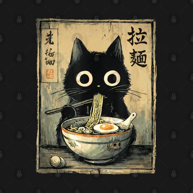 TeePublic: Kawaii Ramen Cat Retro Japanese Noodles Artwork