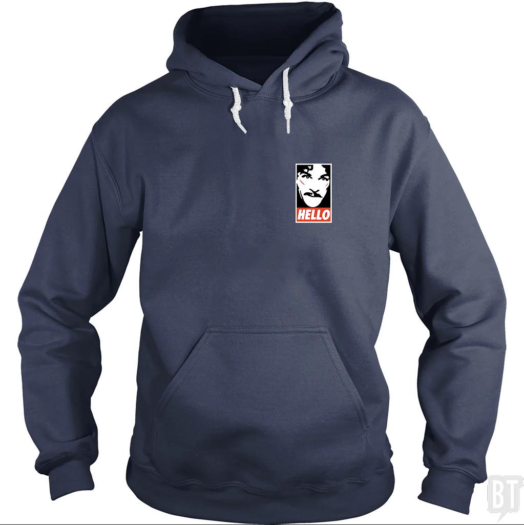 BustedTees: Hello Left Chest Hoodie