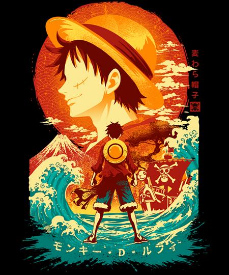 Qwertee: Great Wave Strawhat